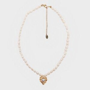 Vintage Pearl Heart Pendant Necklace